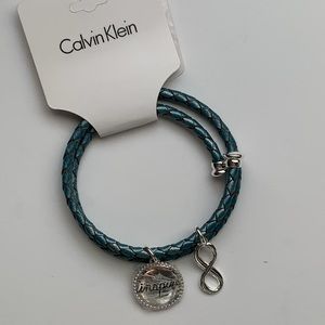 Calvin Klein Blue Leather Coil Double Wrap Bracelet “inspire”, infinity …